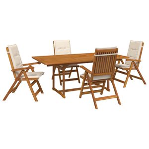 vidaXL Set da pranzo da esterno con ombrellone 6 pz Bianco Crema