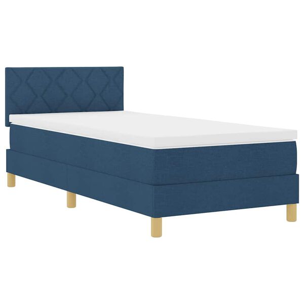 vidaXL Letto a Sorgente LED con materasso Blu 90 x 190 cm Tessuto
