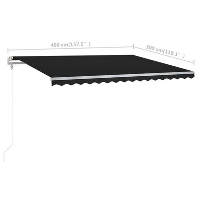 vidaXL Tenda da Sole Retrattile Manuale con Pali 4x3 m Antracite