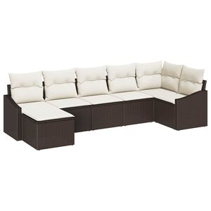 vidaXL Set Divano da Giardino 7 pcs Marrone e Crema polyrattan
