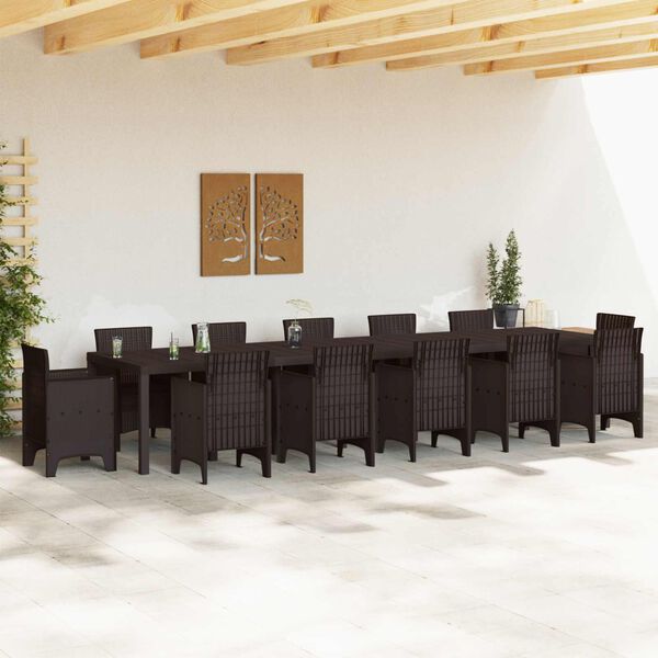 vidaXL Tavolo da Giardino Marrone 400 x 100 x 73 cm polyrattan