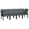 vidaXL Set Salotto da Giardino 4 pz Nero e Grigio in Polyrattan