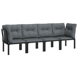 vidaXL Set Salotto da Giardino 4 pz Nero e Grigio in Polyrattan