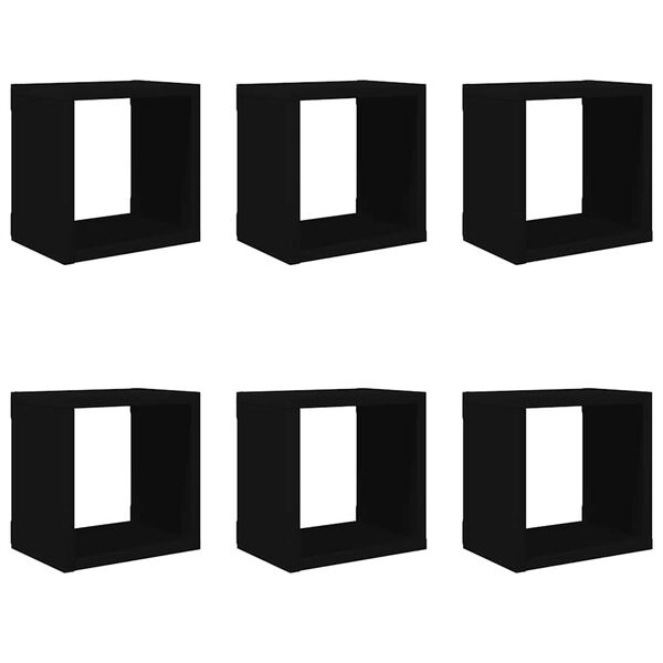 vidaXL Mensole Parete a Cubo 6 pz Nere 22x15x22 cm