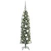 vidaXL Albero di Natale Artificiale Sottile Verde e Bianco 120 cm