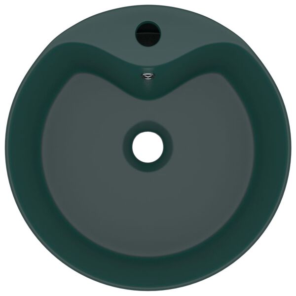 vidaXL Lavandino con Troppopieno Verde Scuro Opaco 36x13cm in Ceramica