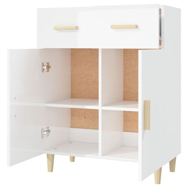 vidaXL Credenza 69,5x34x89 cm in Legno Multistrato Bianco Lucido