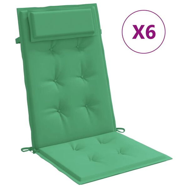 vidaXL Cuscini per Sedia con Schienale Alto 6 pz Verde Tessuto Oxford