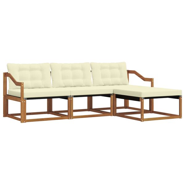 vidaXL Set di divani da esterno con cuscino 4 pcs Naturale e Crema