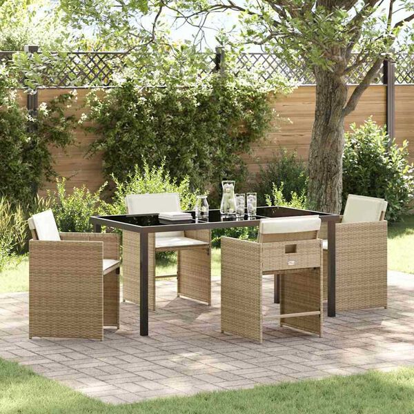 vidaXL Set da Pranzo per Giardino 5 pcs Beige polyrattan
