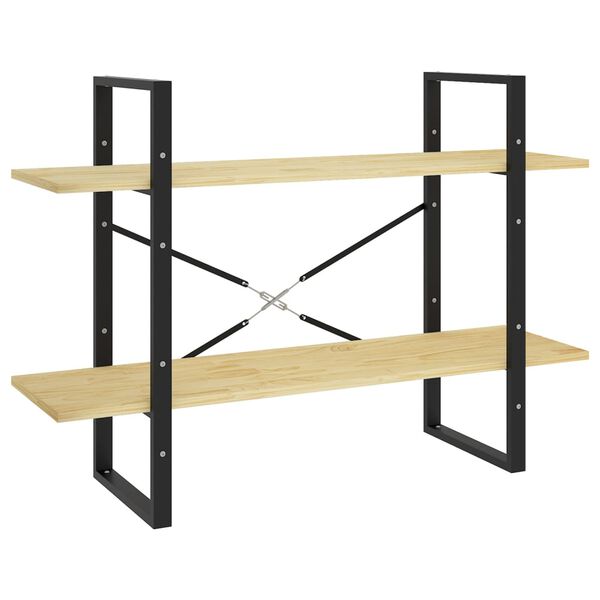 vidaXL Libreria a 2 Ripiani 100x30x70 cm in Legno Massello di Pino