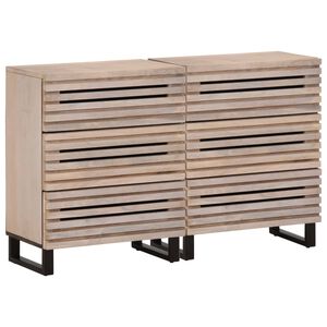 vidaXL Credenze 2 pz 60x34x75 cm in Legno Massello di Mango