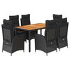 vidaXL Set da Pranzo da Giardino 7 pz Nero con Cuscini in Polyrattan