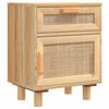 vidaXL Comodino Marrone in Legno Massello di Pino e Rattan Naturale
