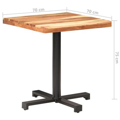 vidaXL Tavolino da Bistrot Quadrato 70x70x75 cm in Massello di Acacia