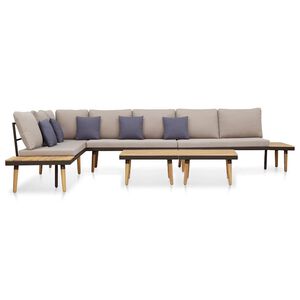 vidaXL Set Divani da Giardino 7 Posti con Cuscini Legno Acacia Marrone