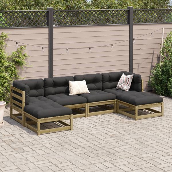 vidaXL Set Divani da Giardino 6 pz in Legno Impregnato di Pino