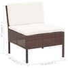 vidaXL Set Divani da Giardino 5 pz con Cuscini in Polyrattan Marrone