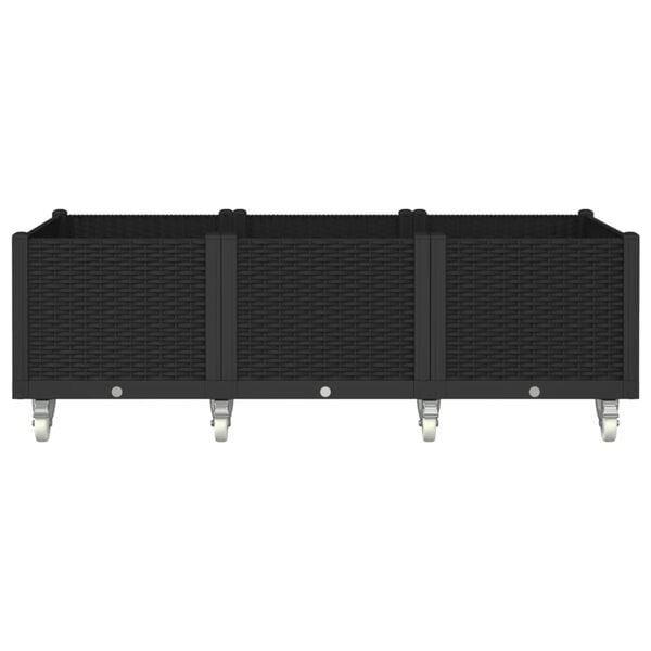 vidaXL Fioriera da Giardino con Ruote Nera 150x80x54 cm in PP