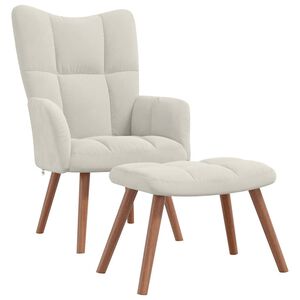 vidaXL Poltrona Relax con Poggiapiedi Bianco Crema in Velluto
