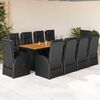 vidaXL Set da Pranzo da Giardino 11 pz con Cuscini in Polyrattan Nero
