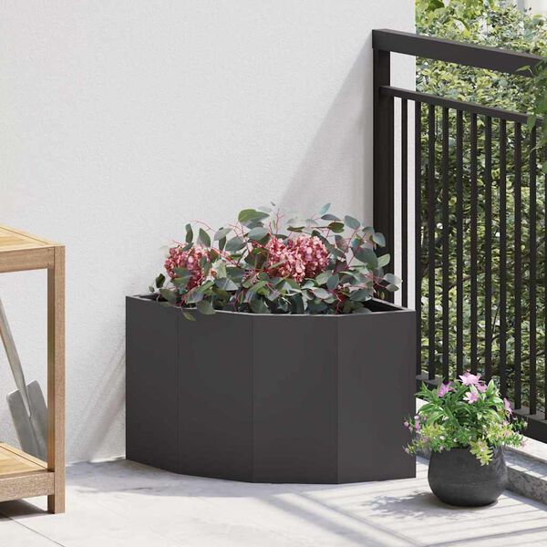 vidaXL Vaso d'angolo Nero 45 x 45 x 35 cm Acciaio