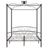 vidaXL Letto a Baldacchino Nero in Metallo 160x200 cm
