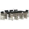 vidaXL Set da Pranzo per Giardino 9 pcs Grigio chiaro polyrattan