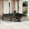 vidaXL Set Divani da Giardino 11 pz con Cuscini in Polyrattan Grigio