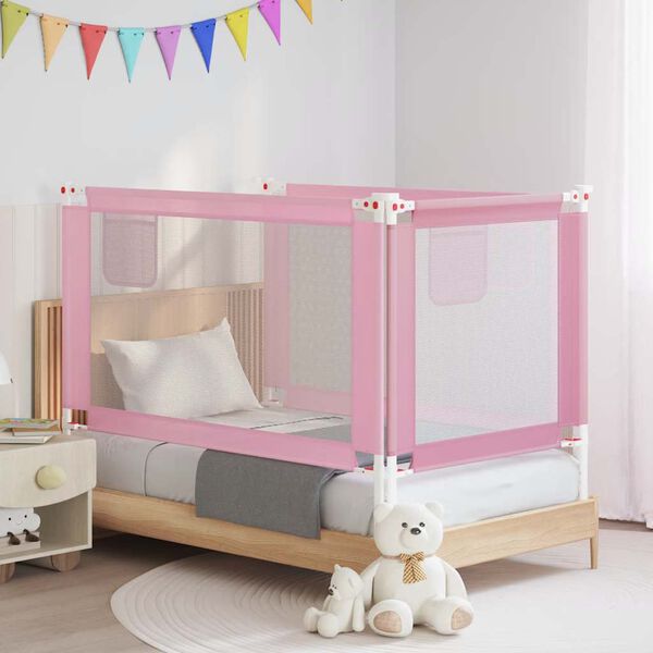 vidaXL Sponda Letto di Sicurezza per Bambini Rosa 140x25cm in Tessuto