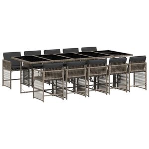 vidaXL Set da Pranzo da Giardino 11pz con Cuscini in Polyrattan Grigio
