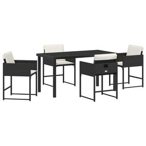 vidaXL Set da Pranzo per Giardino 5 pcs Nero polyrattan