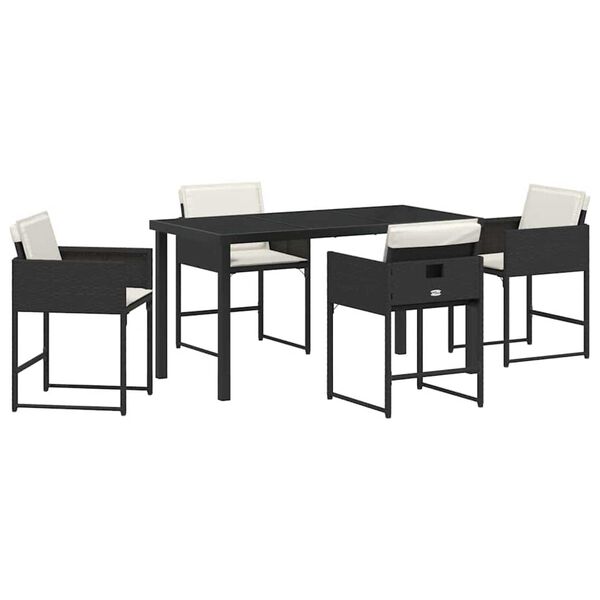 vidaXL Set da Pranzo per Giardino 5 pcs Nero polyrattan