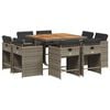 vidaXL Set da Pranzo da Giardino 9 pz con Cuscini in Polyrattan Grigio
