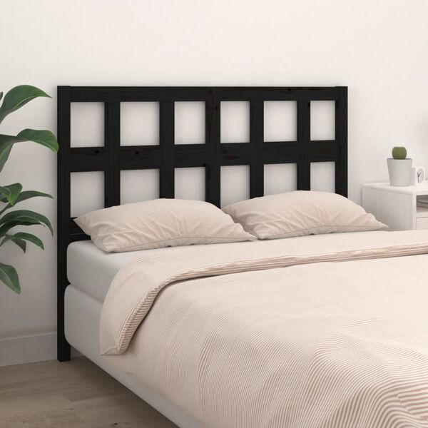 vidaXL Testiera per Letto Nera 145,5x4x100cm in Legno Massello di Pino