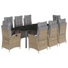 vidaXL Set Pranzo da Giardino 9 pz con Cuscini Beige Misto Polyrattan