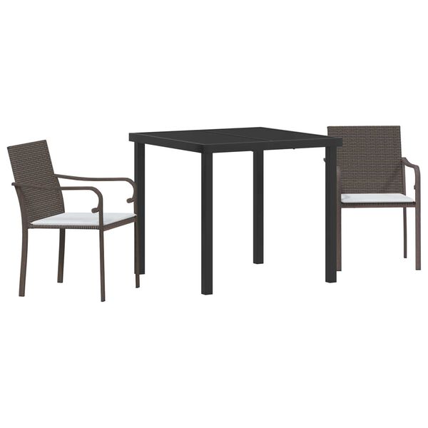vidaXL Set da Pranzo per Giardino 3 pcs Marrone e Nero Rattan in PE