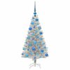 vidaXL Albero di Natale con 150 LED con supporto Argento 120 cm PET