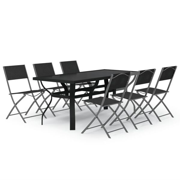 vidaXL Set da Pranzo da Giardino 7 pz Grigio e Nero