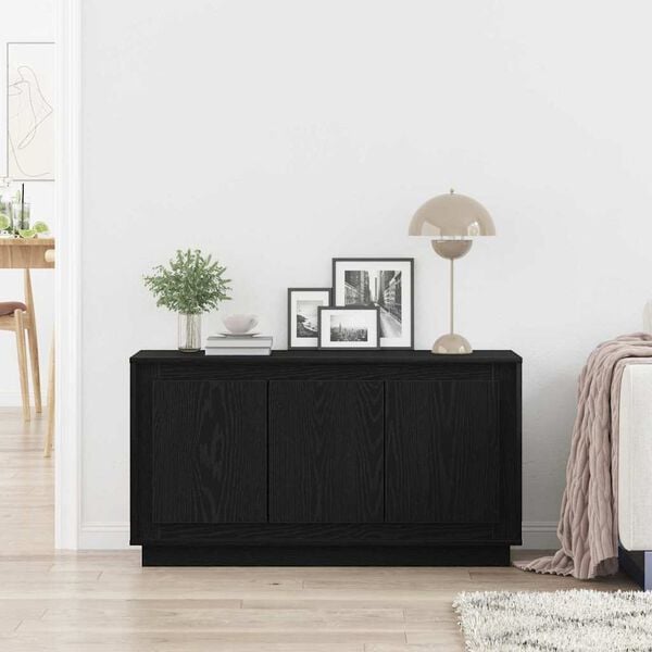 vidaXL Credenza Rovere Nero 102 x 35 x 55 cm Legno multistrato