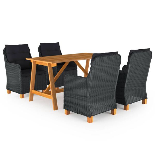 vidaXL Set Mobili da Pranzo per Giardino 5 pz Grigio Scuro