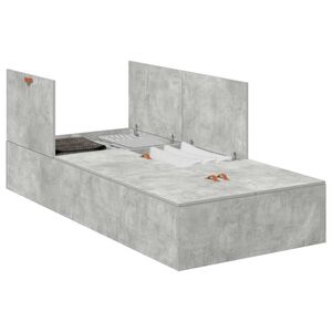 vidaXL Struttura letto con contenitore Grigio cemento 90 x 190 cm