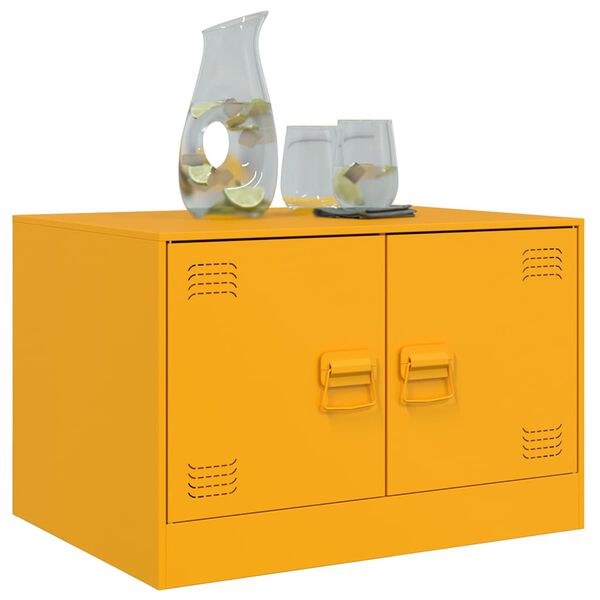 vidaXL Tavolino da Salotto Giallo Senape 67x50x44 cm in Acciaio