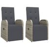 vidaXL Sedie Reclinabili da Giardino con Cuscini 2pz Grigio Polyrattan