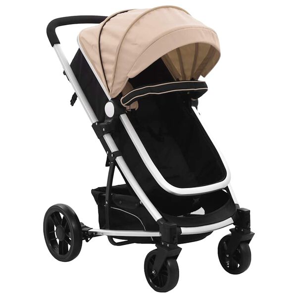 vidaXL Passeggino/Carrozzina 2-in-1 Grigio Talpa e Nero in Alluminio
