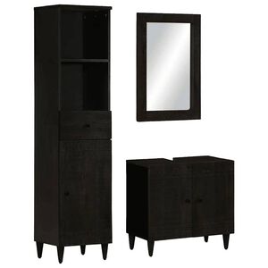 vidaXL Set Mobili da Bagno 3pz in Legno Massello di Mango