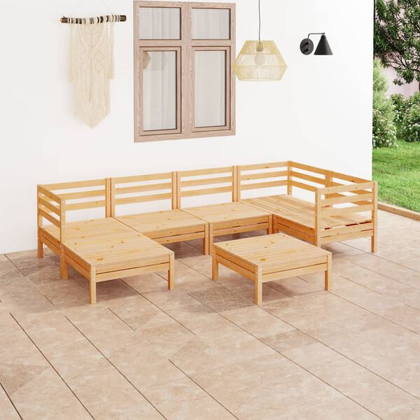 vidaXL Set Salotto da Giardino 7 pz in Legno Massello di Pino