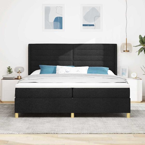 vidaXL Letto a molle con materasso Nero 200 x 200 cm Tessuto