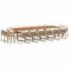 vidaXL Set da Pranzo da Giardino 17 pz con Cuscini Beige in Polyrattan