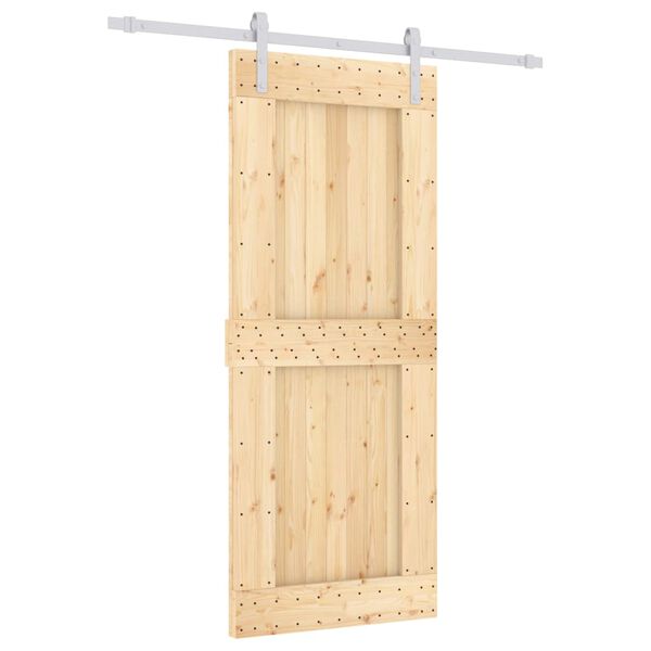 vidaXL Porta Scorrevole con Set Hardware 85x210 cm Legno Massello Pino
